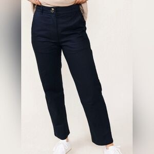 ABLE Straight Leg Pants Cropped Black Twill Size 12 NWT